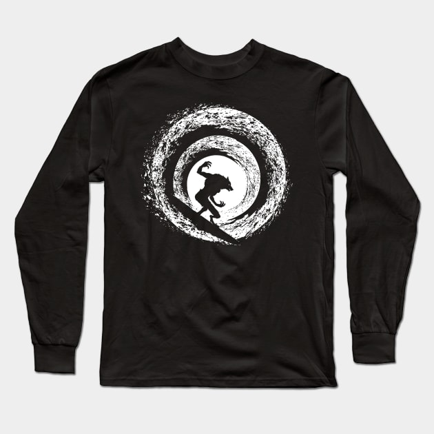 Moon Surfing Long Sleeve T-Shirt by StevenToang